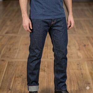 New Iron & Resin Cody Jeans Men 36x34 Indigo Selvedge Denim Straight Leg